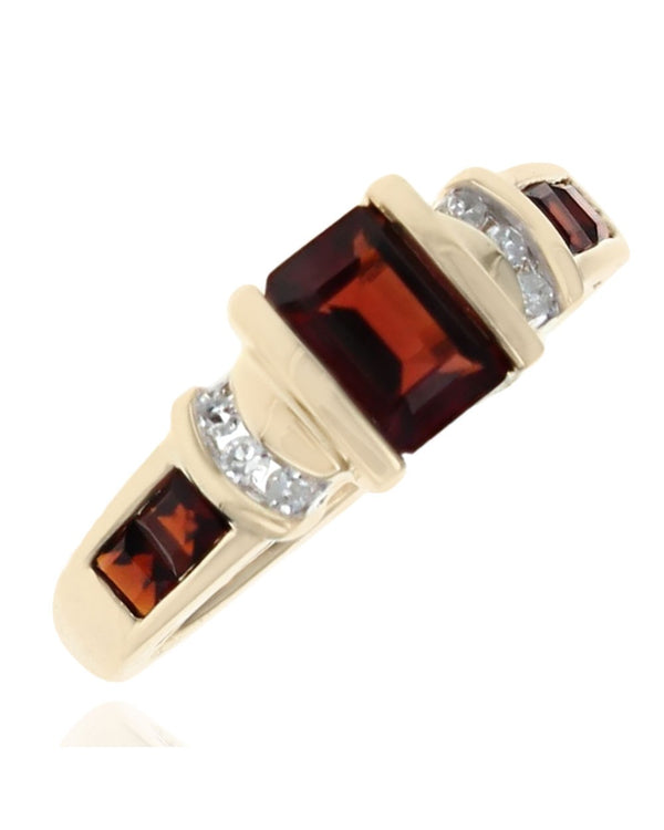 Garnet and Diamond Accent Ring in Yellow Gold