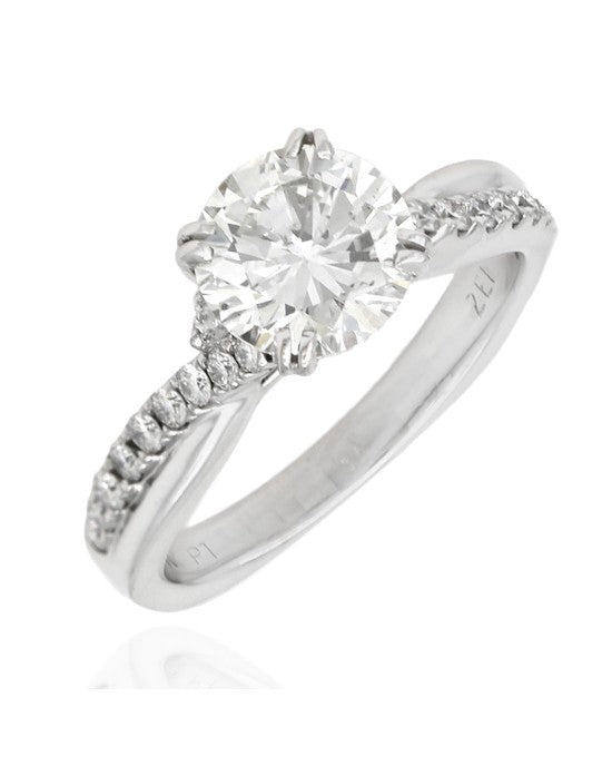 Diamond Solitaire Bypass Shank Engagement Ring