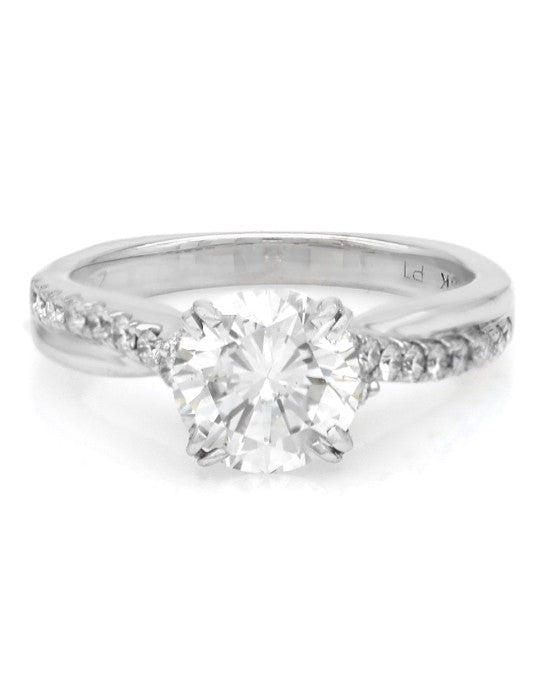 Diamond Solitaire Bypass Shank Engagement Ring