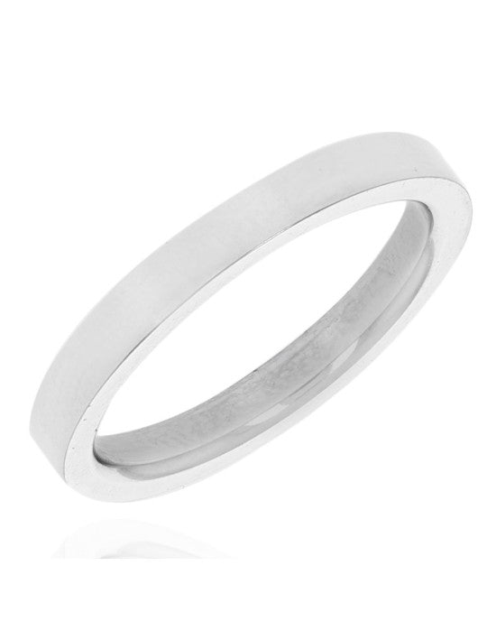 Flat Edge Wedding Band in White Gold