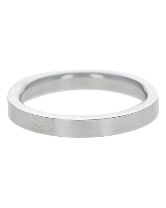 Flat Edge Wedding Band in White Gold