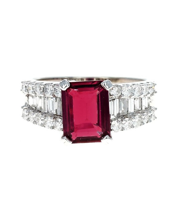 Pink Tourmaline and Diamond Accent Ring in White Gold