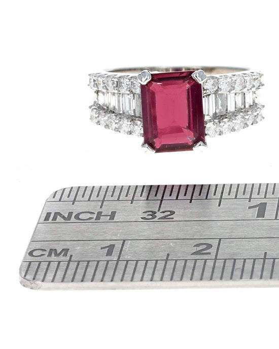 Pink Tourmaline and Diamond Accent Ring in White Gold