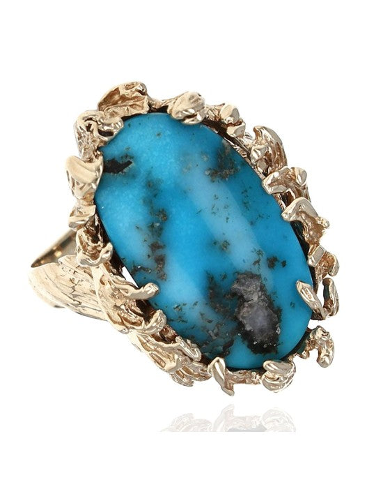 Gentleman's Turquoise Free Form Ring in Gold