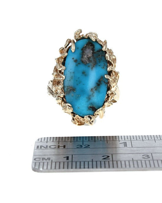 Gentleman's Turquoise Free Form Ring in Gold