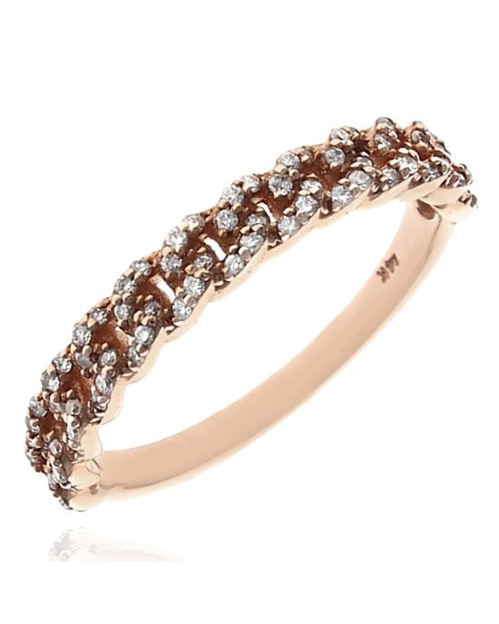Diamond Curb Chain Ring in Yellow Gold