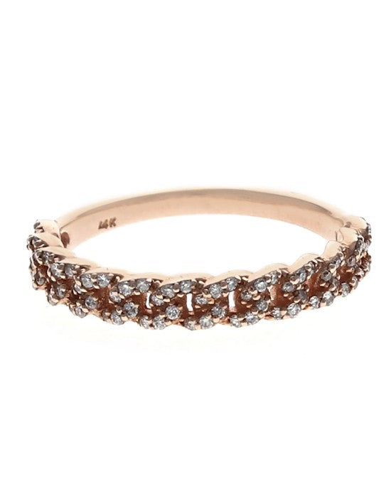 Diamond Curb Chain Ring in Yellow Gold