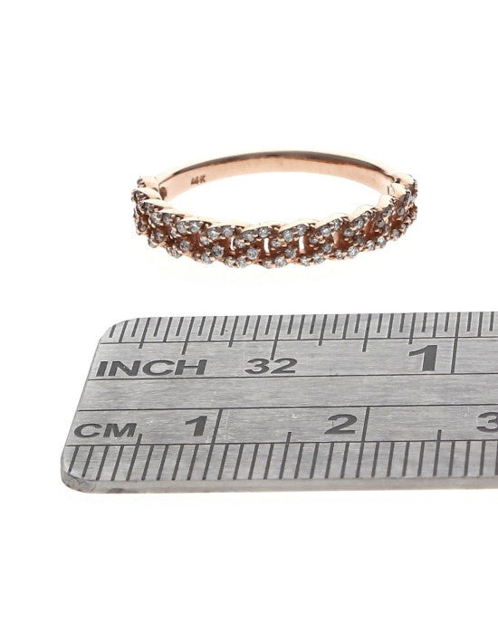 Diamond Curb Chain Ring in Yellow Gold
