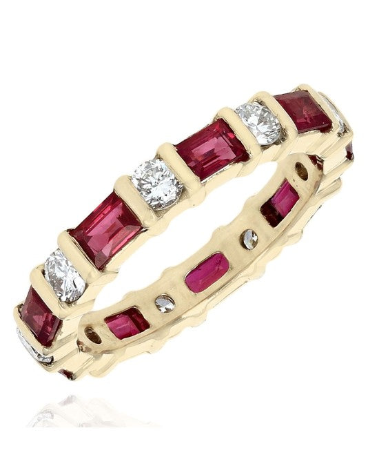 Alternating Ruby and Diamond Eternity Band