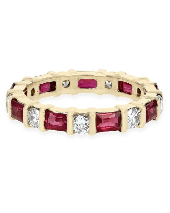 Alternating Ruby and Diamond Eternity Band
