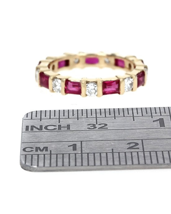 Alternating Ruby and Diamond Eternity Band