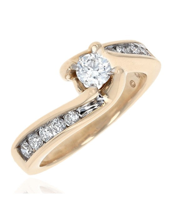 Diamond Bypass Engagement Ring in Yellow Gold