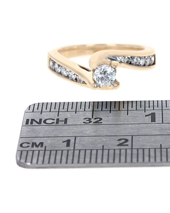 Diamond Bypass Engagement Ring in Yellow Gold