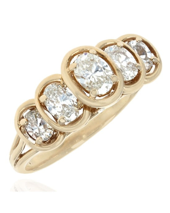 5 Stone Graduated Oval Diamond Ring