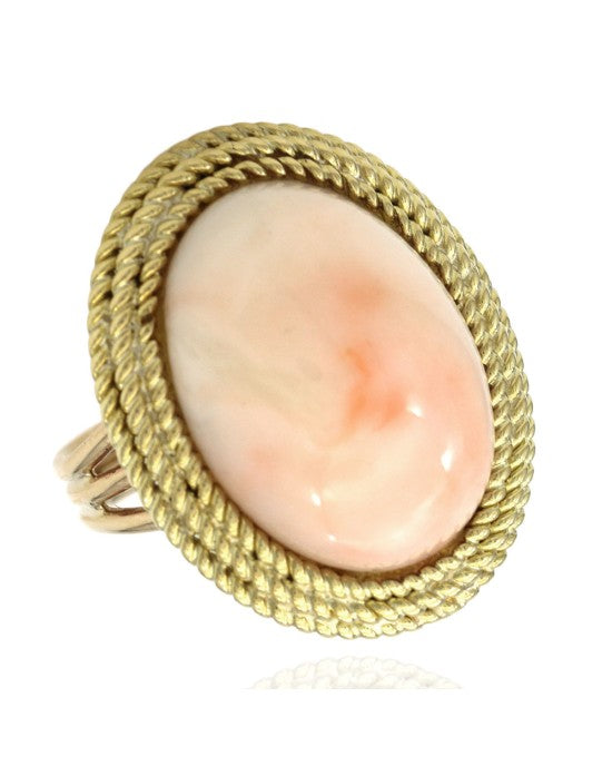 Angel Skin Coral Cabochon Ring