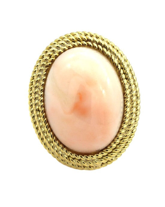 Angel Skin Coral Cabochon Ring