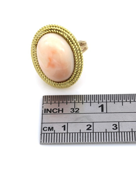 Angel Skin Coral Cabochon Ring