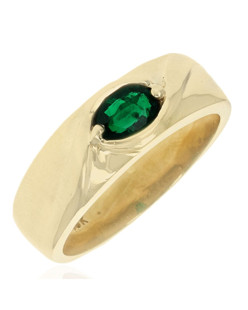 Gentlemen's Emerald Band in Yellow Gold