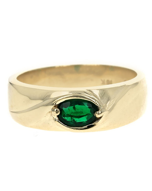 Gentlemen's Emerald Band in Yellow Gold