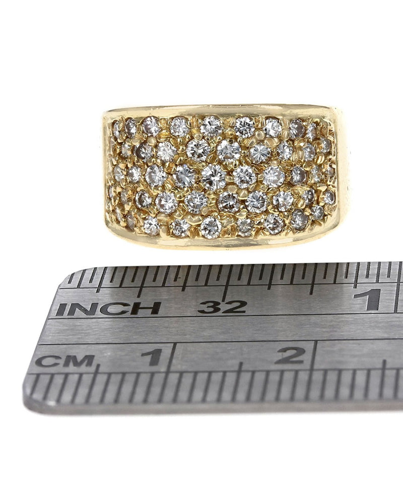 Wide Pave Diamond Ring in Yellow Gold