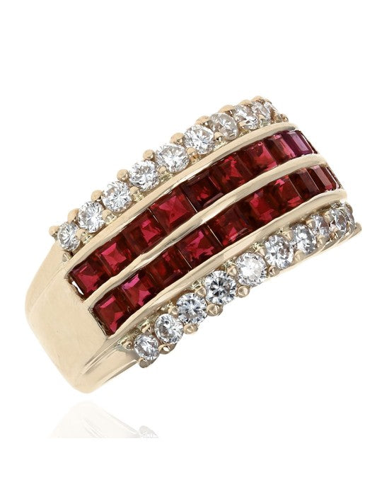 Ruby and Diamond Ring in Yellow Gold