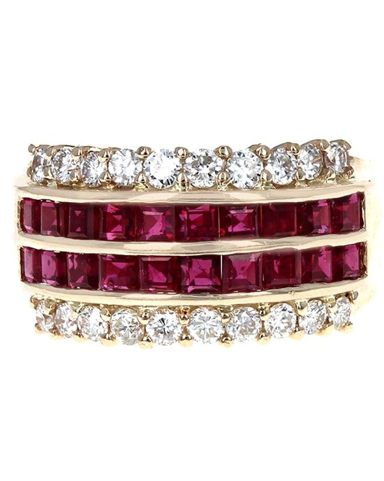 Ruby and Diamond Ring in Yellow Gold