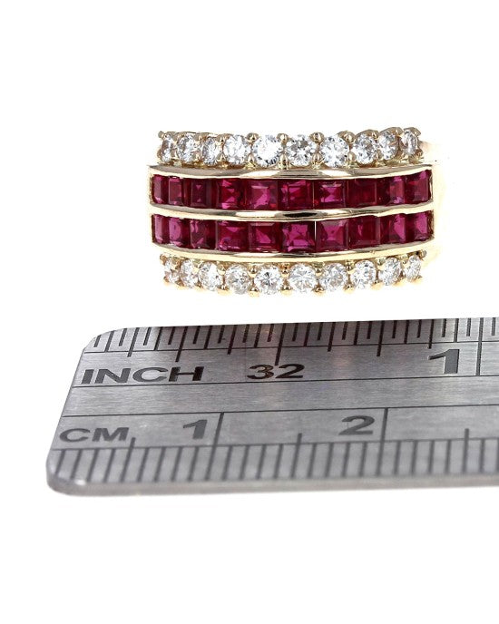 Ruby and Diamond Ring in Yellow Gold