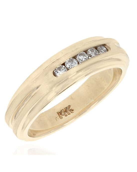 Channel Set Diamond Band in Yellow Gold