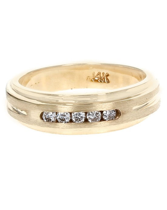 Channel Set Diamond Band in Yellow Gold