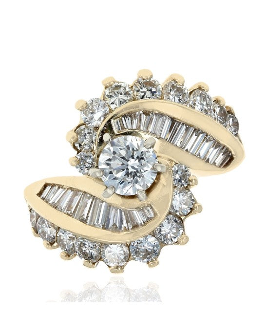 Diamond Bypass Ring in Yellow Gold