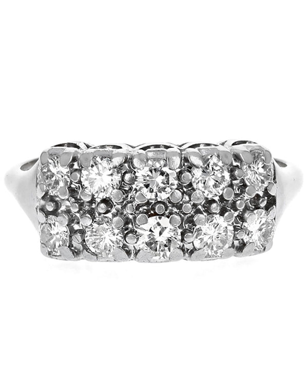 2 Row Diamond Rectagular Top Ring