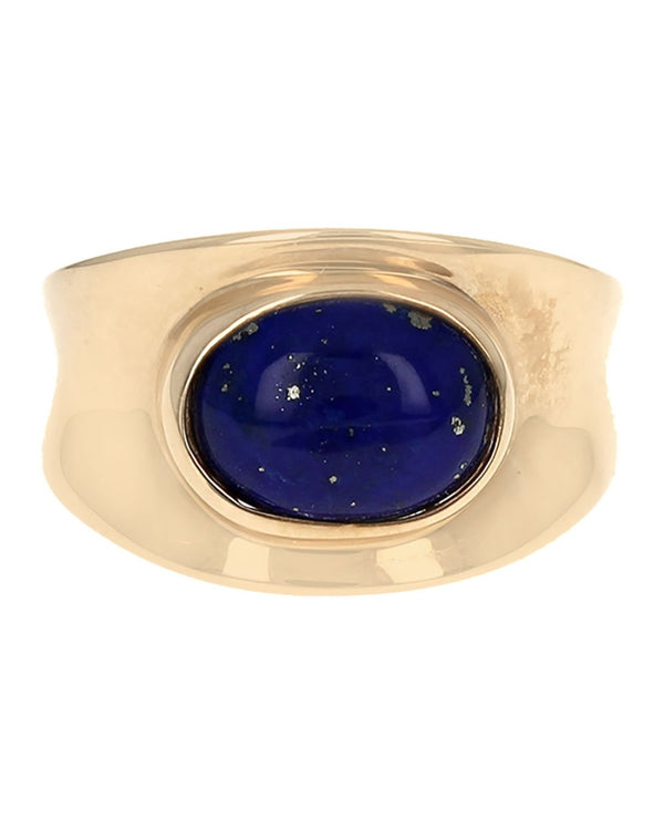 Oval Lapis Cabochon Concave Shank Ring
