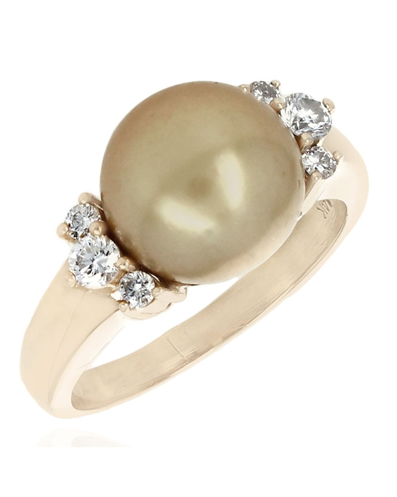 Golden South Sea Pearl and Diamond Ring