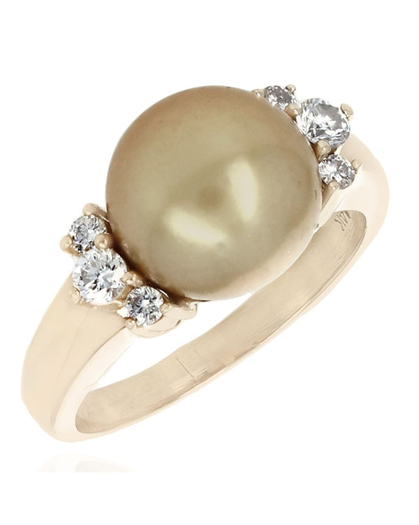 Golden South Sea Pearl and Diamond Ring