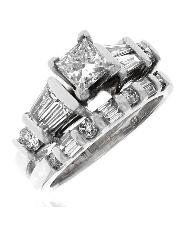 Mixed Cut Diamond Wedding Set in White Gold