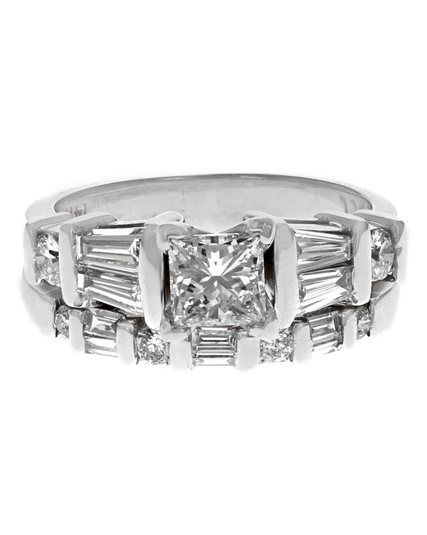 Mixed Cut Diamond Wedding Set in White Gold