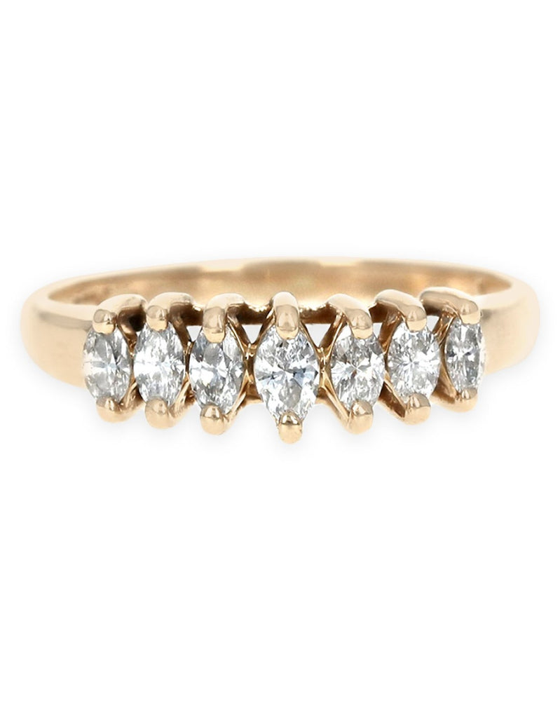 7 Stone Diamond Ring in Yellow Gold