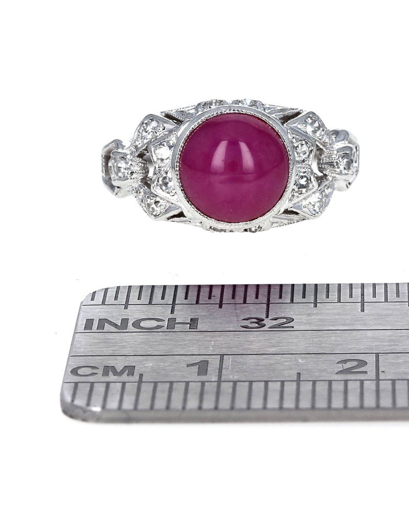 Vintage Synthetic Star Ruby and Diamond Ring