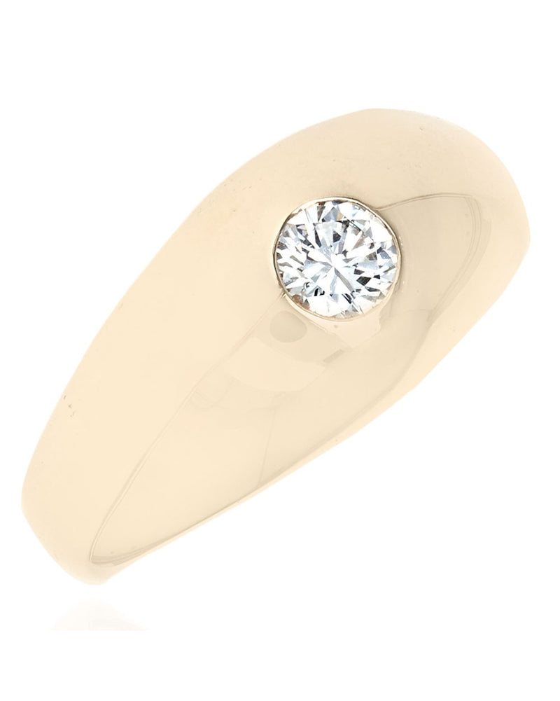 Gentleman's Diamond Solitaire Ring in Yellow Gold