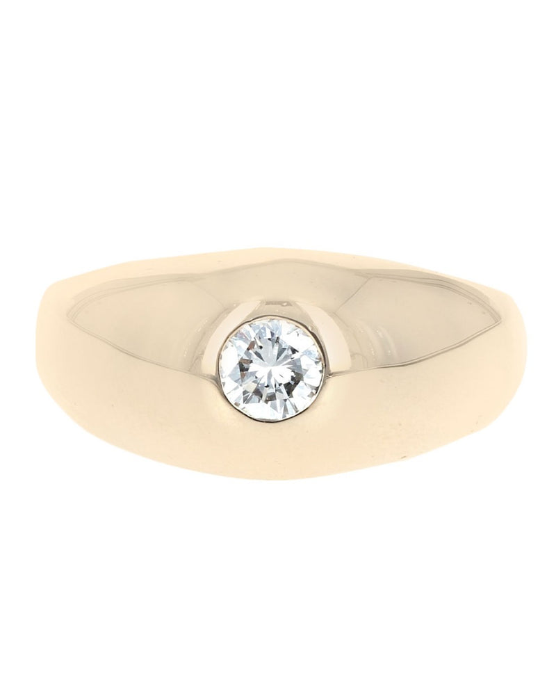 Gentleman's Diamond Solitaire Ring in Yellow Gold