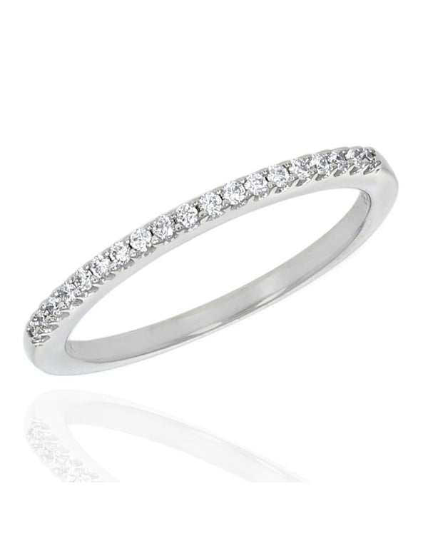 Diamond Thin Scalloped Edge Band in White Gold