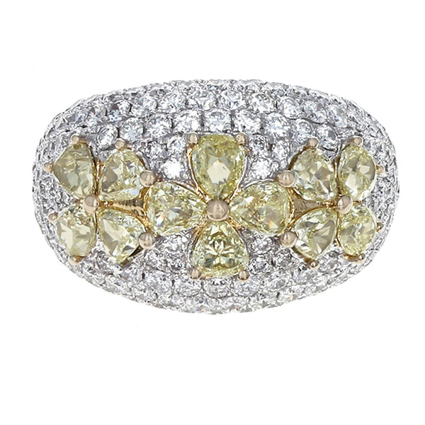 Fancy Yellow and White Diamond Dome Ring