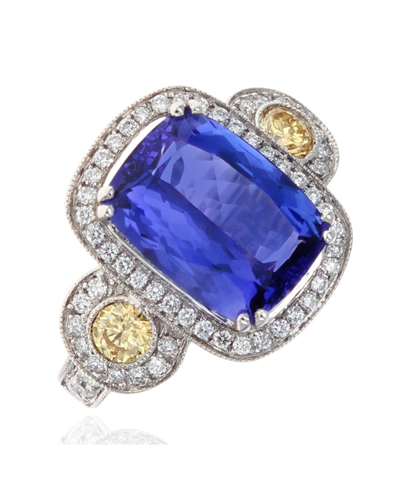 Tanzanite, Diamond and Fancy Yellow Diamond Fashion Ring