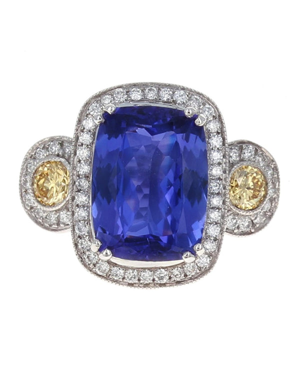 Tanzanite, Diamond and Fancy Yellow Diamond Fashion Ring