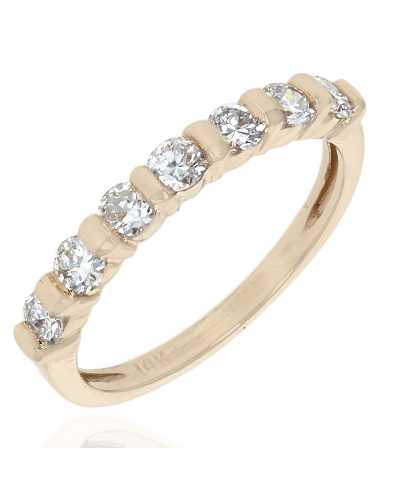 7 Stone Diamond Band in Yellow Gold
