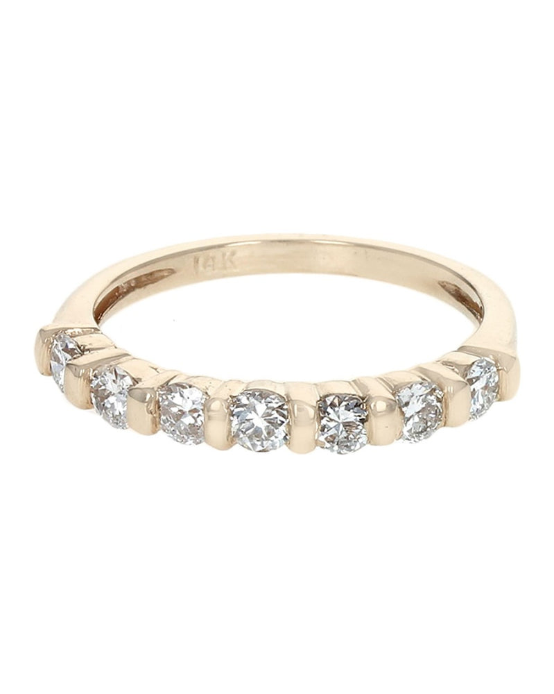 7 Stone Diamond Band in Yellow Gold