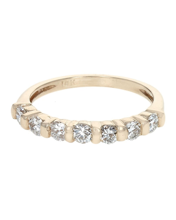 7 Stone Diamond Band in Yellow Gold