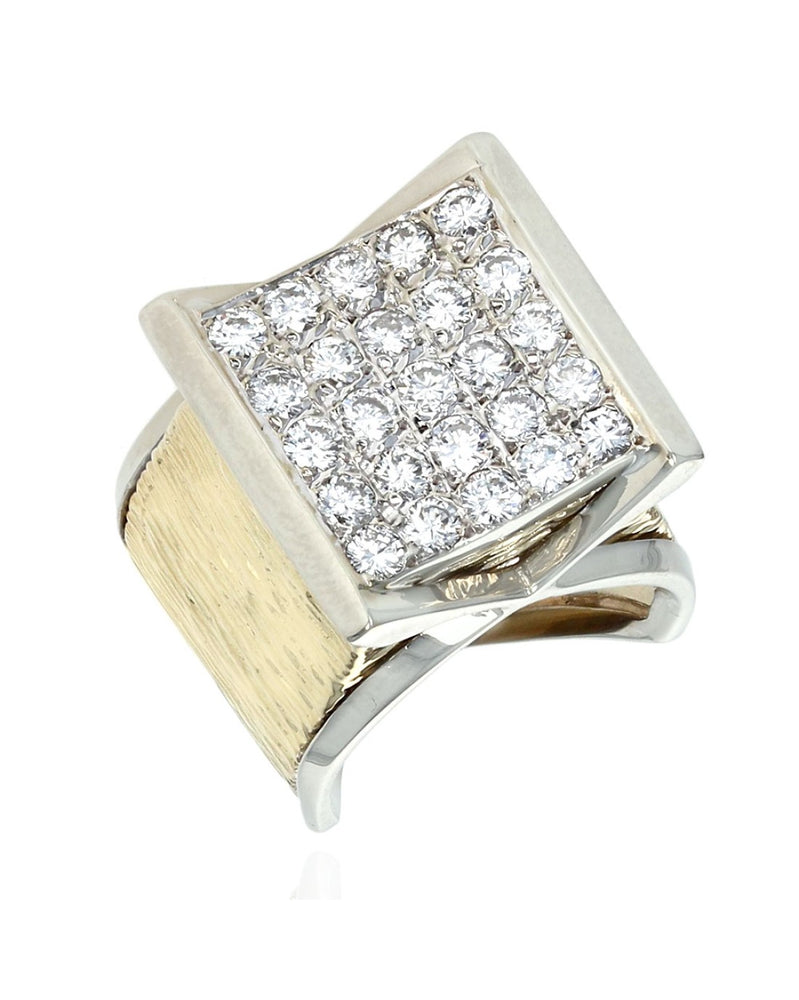 Diamond Pave Square Top Fashion Ring