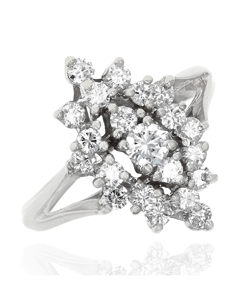 Diamond Marquise Shaped Cluster Ring in White Gold