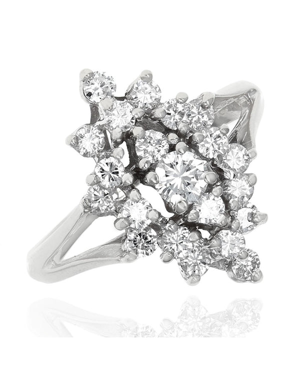 Diamond Marquise Shaped Cluster Ring in White Gold